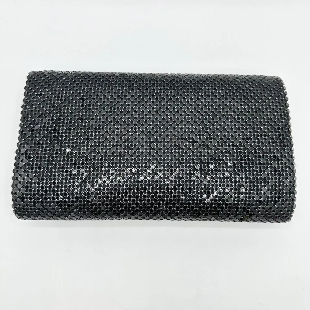 Marlo Vintage 80’s/90”s Black Mesh Clutch Evening Bag w/Convertable Chain‎